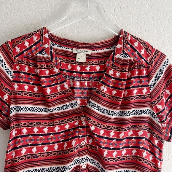 LUCKY BRAND Short Sleeve Aztec Tribal Print Blouse - Picture 3 of 11